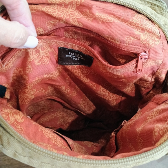 Fossil Tan Canvas Crossbody Bag - Picture 8 of 13